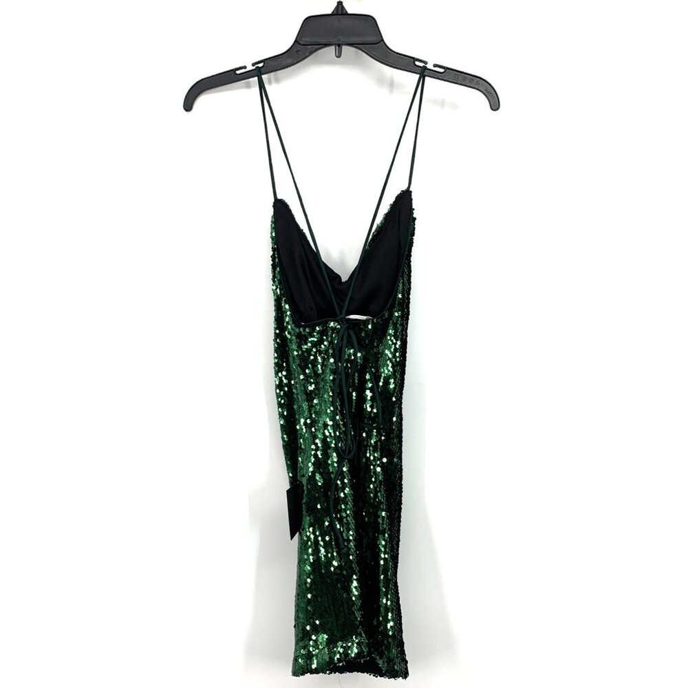 Lulus Dress Green Sequin Sparkle Lace Up Mini Sleeveless Bodycon - Picture 8 of 10